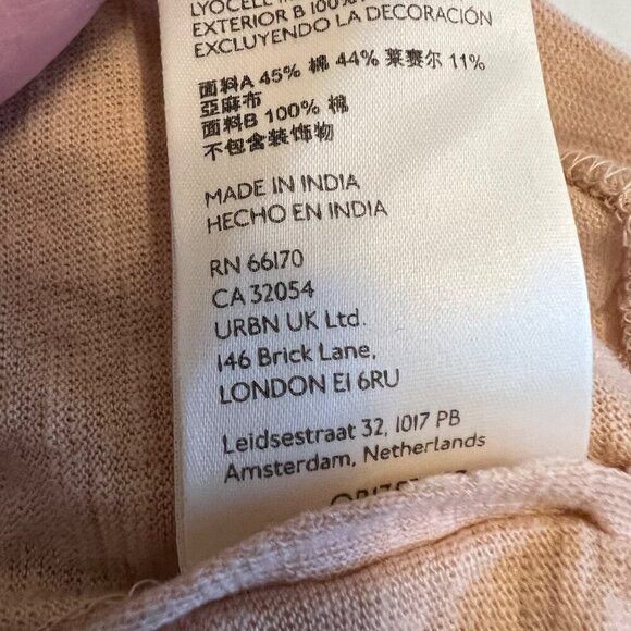 Free People Blush Pink Lace Collar‎ White Puff Sleeve Loose Fit Top Size Small - Picture 6 of 10